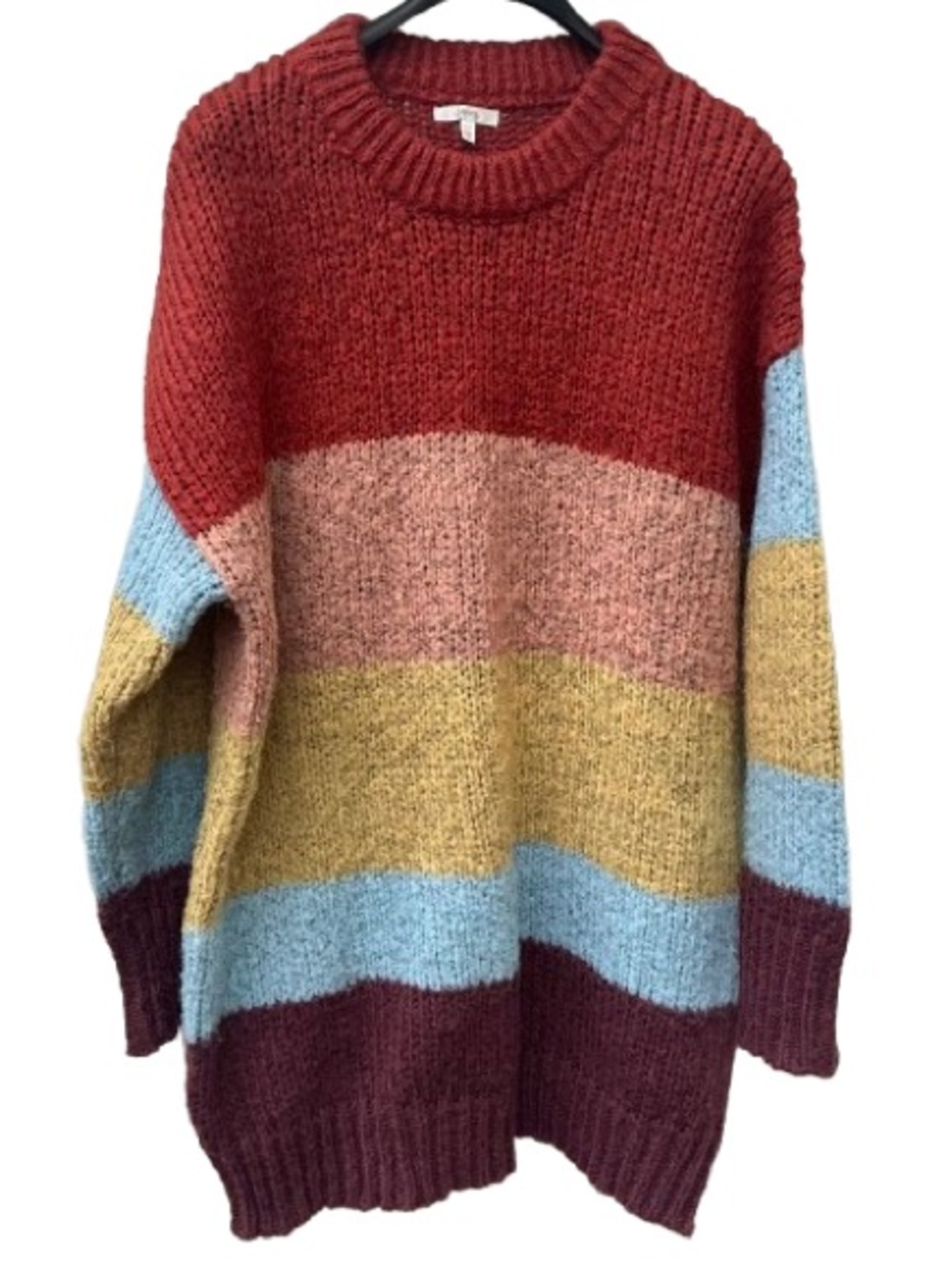 JODIFL Oversized Colorblock Chunky Knit Sweater Medium Cozy Boho